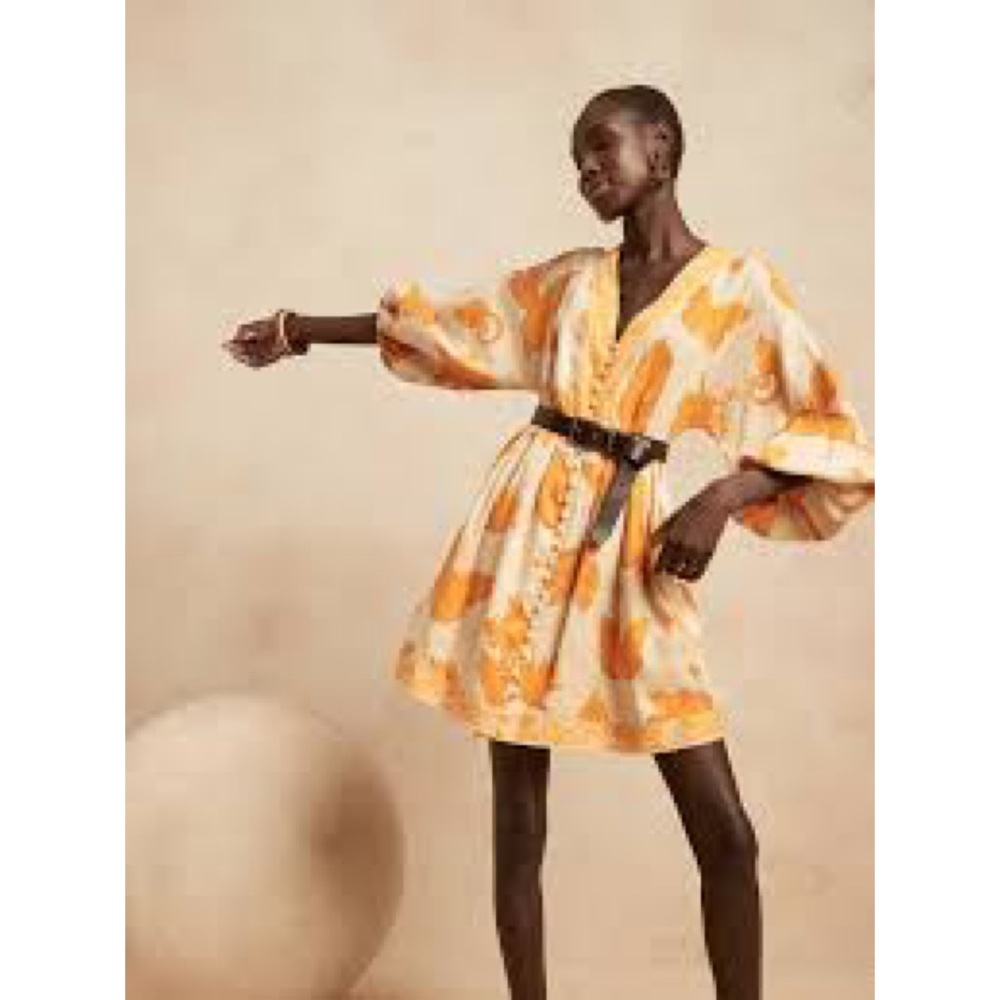 Banana Republic balloon sleeve linen dress resort sold out